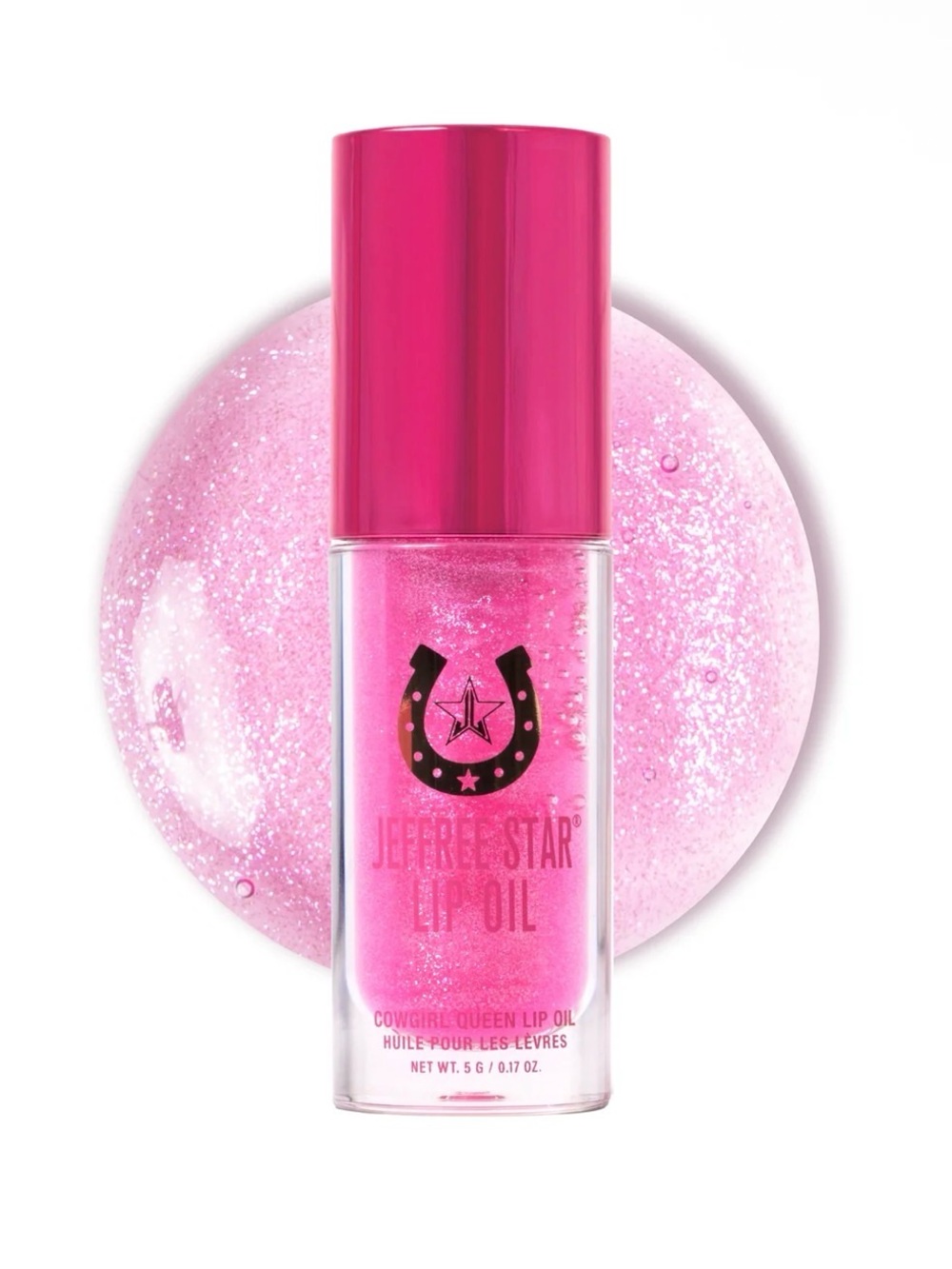 S Jeffrey Star Skincare Cowgirl Queen Lip Oil Glittery pink with a sheer NIB